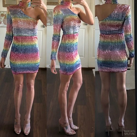 Fashion Nova Dresses Fashion Nova Rainbow Multicolor Sequin One